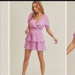 LUSH LILAC TIERED DRESS SIZE M NWT